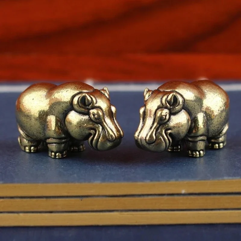 

Solid Copper Hippopotamus Ornaments Brass Retro Tea Pet Metal Figurines Collection of Craft Home Decor Souvenir Gift