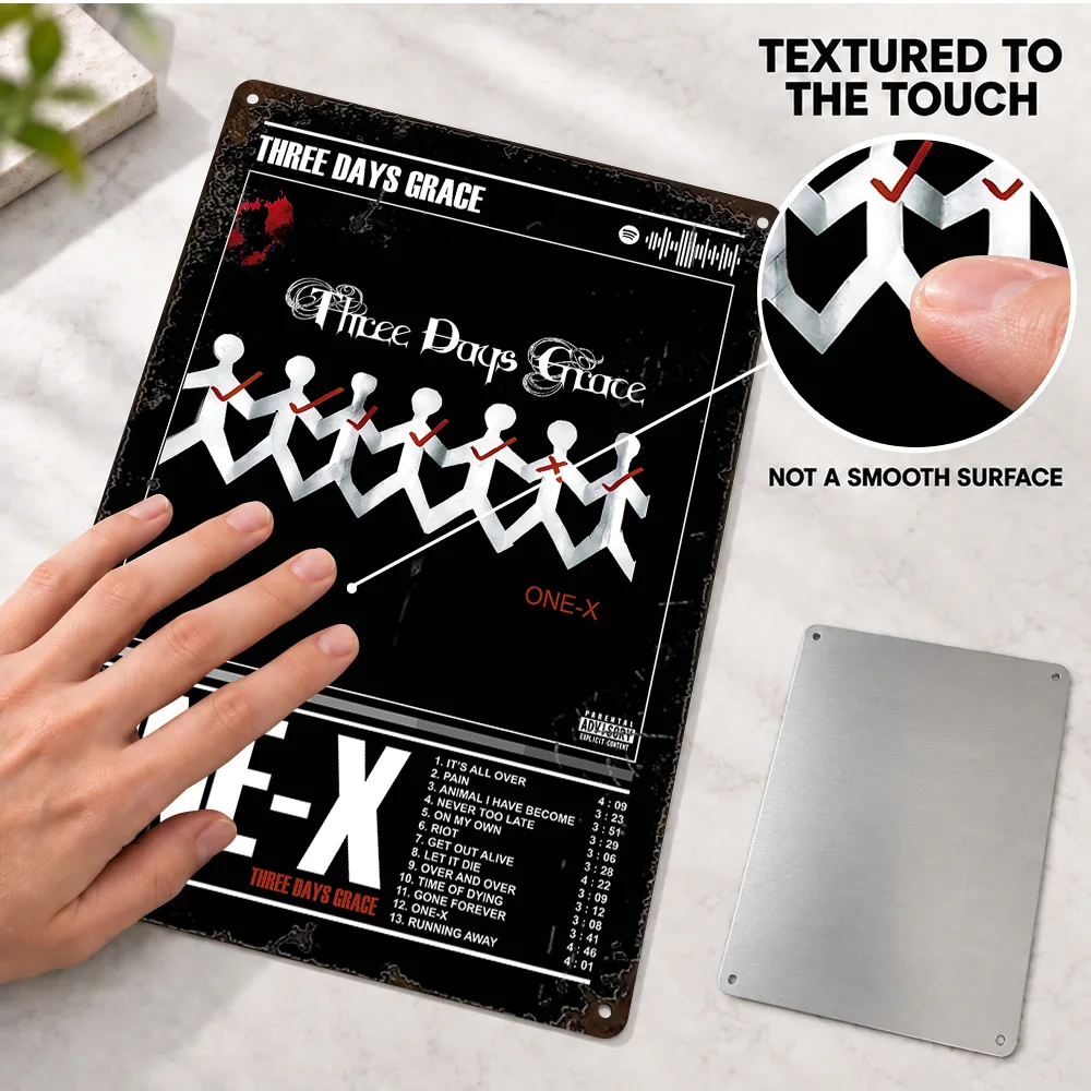 Three Days Grace One-X Aluminum Poster Customized Metal Sign Album Cover Design Wall Art For Music Room Record Collector Gift