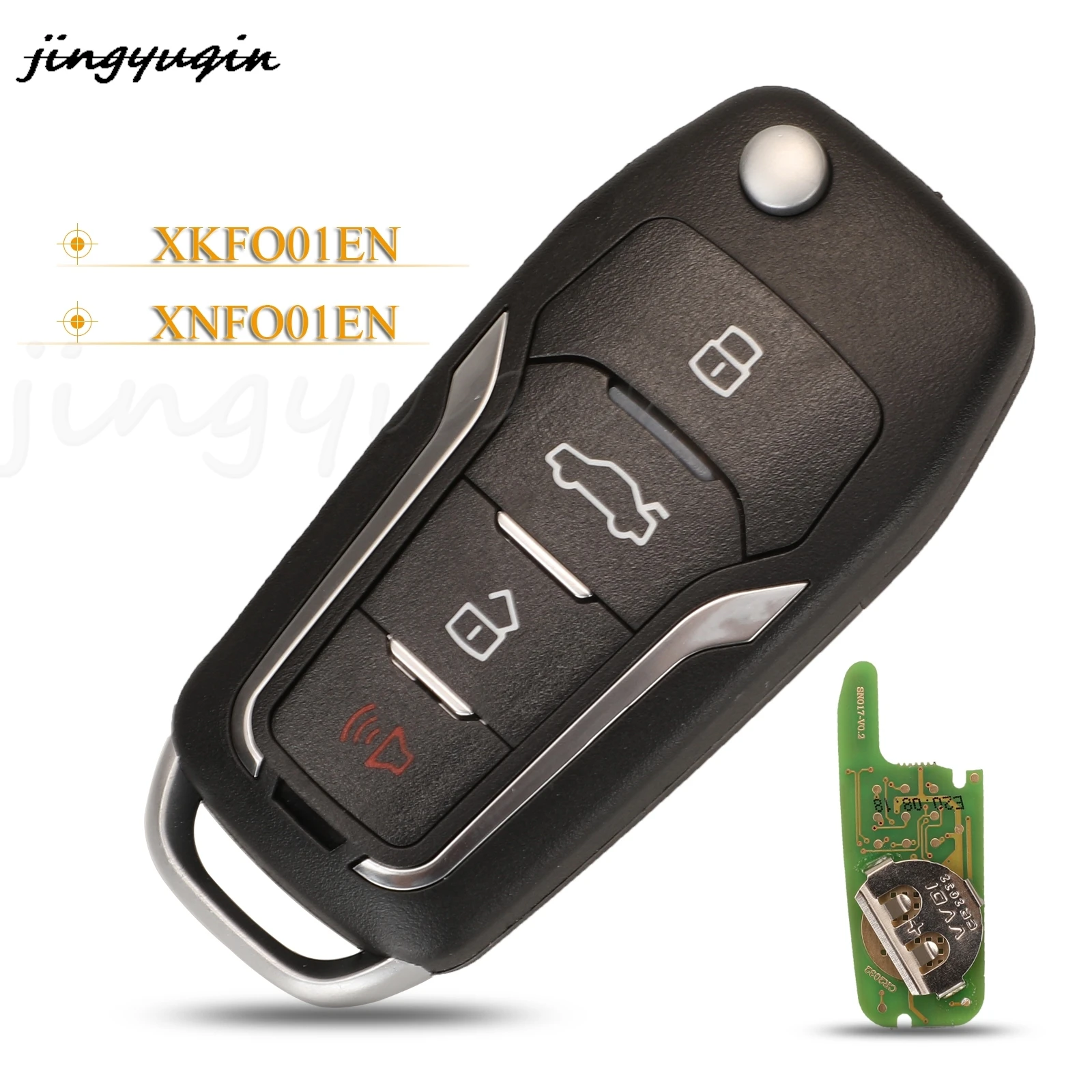 

jingyuqin 4 Buttons Universal Remote Control Car Key For Xhorse Fit Ford Fob Wired XKFO01EN/Wireless XNFO01EN