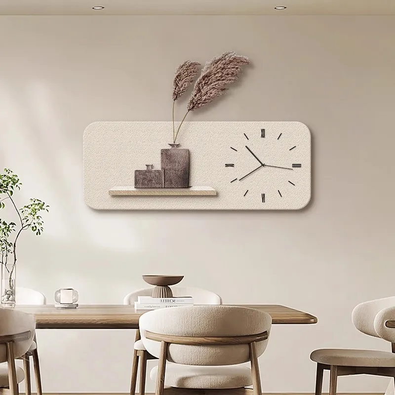 Wabi sabi creamy restaurant clock wall superior sense sandstone wall watch Nordic light luxury creative living room clock wall