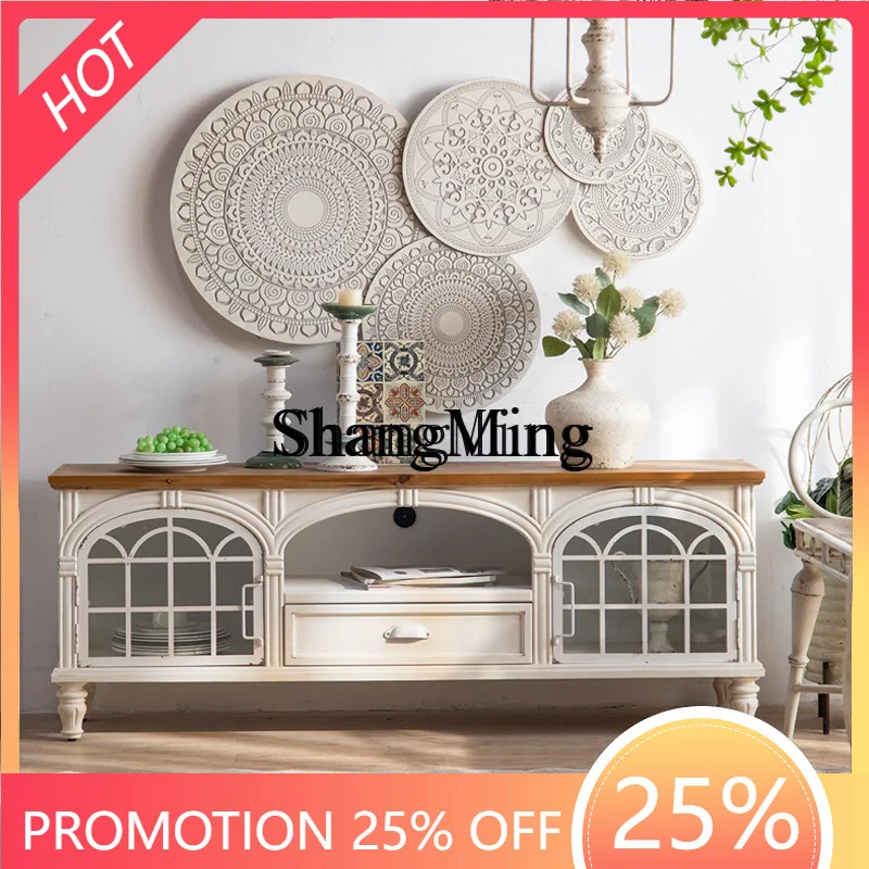 

SM home new retro old living room home storage floor cabinet personalized wrought iron TV cabinet