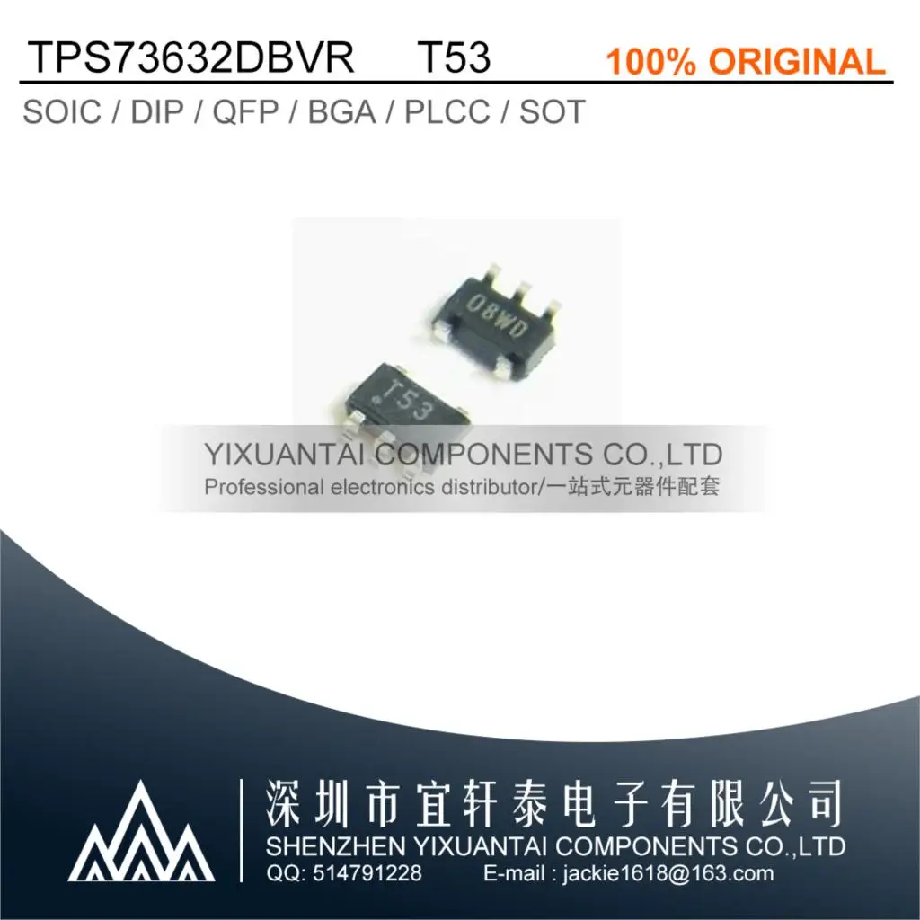 

10pcs/lot TPS73632DBVR TPS73632D TPS73632 IC REG LINEAR 3.2V 400MA SOT23-5 Marking:T53 New