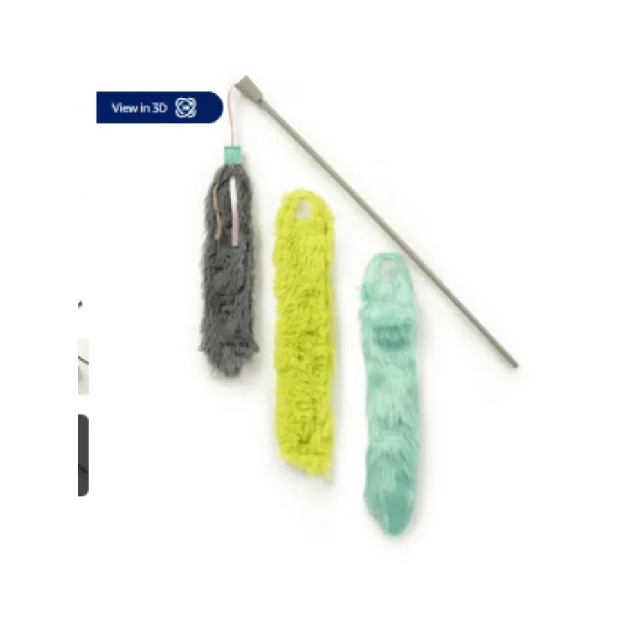 

SmartyKat Crazy Catch Extra Long Breakaway Plush Wand Cat Toy with Ribbons Jute Gray Blue