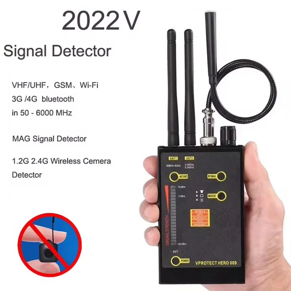 Hero 009 novo detector de sinal sem fio vhf/uhf anti-espião gsm wifi scanner localizador detectores de sinal mag dispositivo de escuta rastreador gps Gadgets de espionagem equipamento de espionagem detector de câmeras