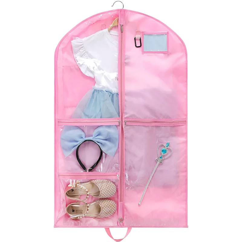 Foldable Dance Garment Bag with Accessory Pockets Travel Suit Dress Cover Protector Hanging Clothes Bag for Competitions