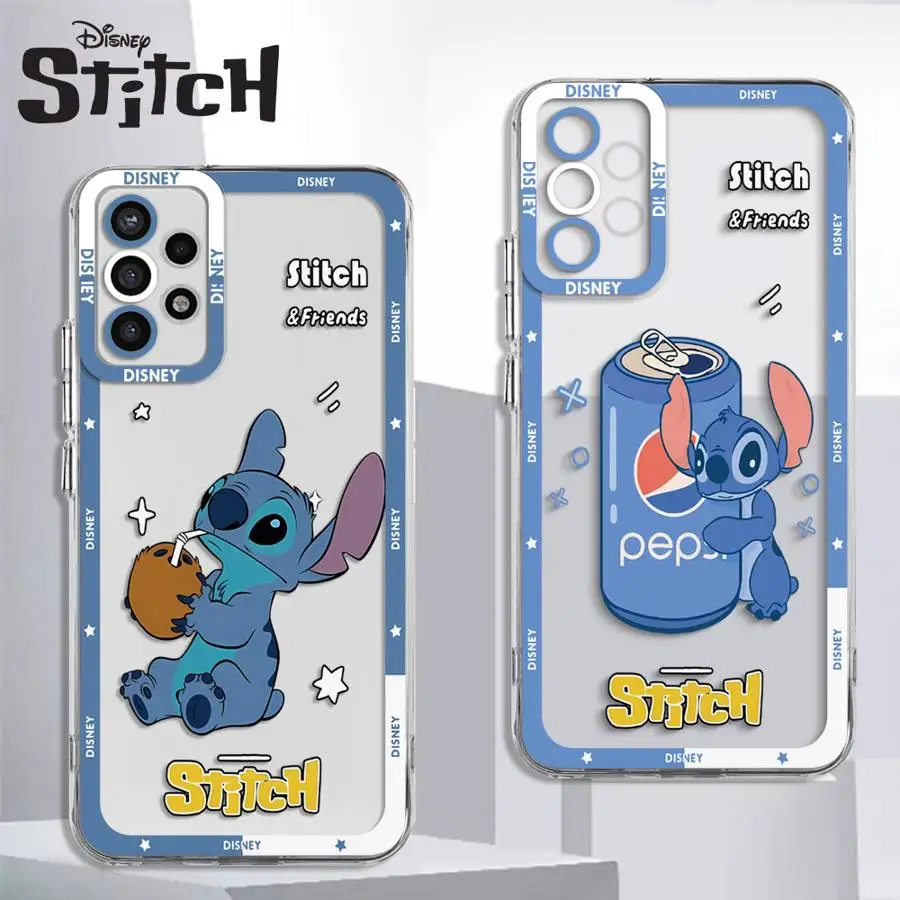 Cartoon Disney Stitch Cover Case for Samsung Galaxy A35 A55A53 A54 A73 A34 A33 A25 A24 A13 A14 A15 Clear Soft Shell