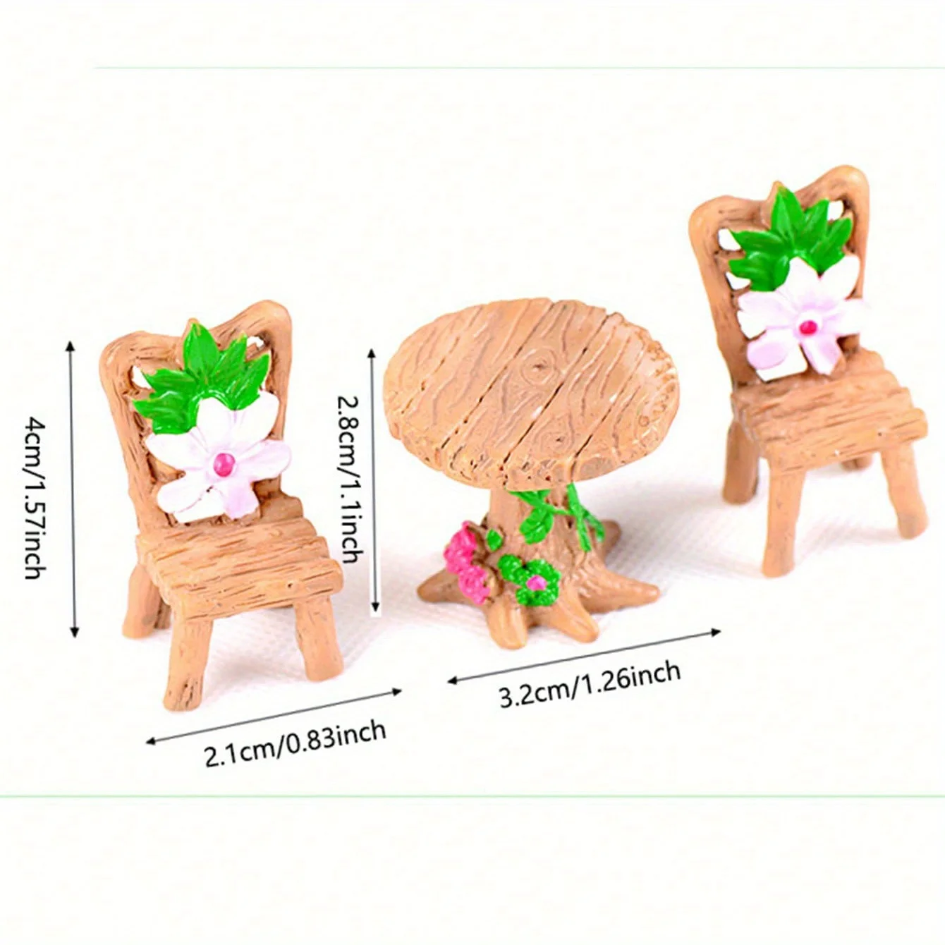3pcs Miniature Table And Chair Set, Suitable For Toy Houses, Micro Landscapes And Art Decorations, Fairy Garden Accessories