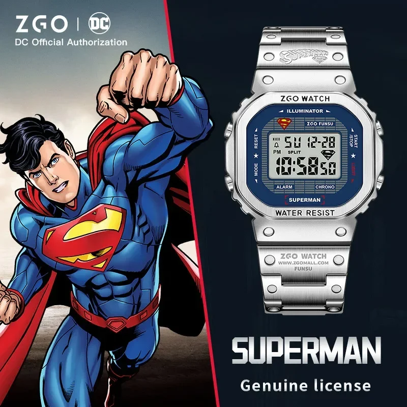 ZGO X DC-Children\'s Electronic Watch Small Square Multifunction, Alarm Clock Waterproof Shoous Essential Smile Man 889