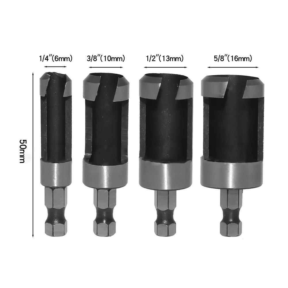 

Wood Cutter Drill Bit Set with Hex Shank 6 35mm 4 Sizes Straight Tapered Cork Claw Type for Wood Drilling and Carpentry Projects