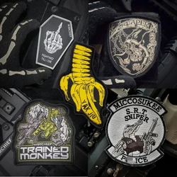 Skeleton Finger Reaper Tactical Patches Military Morale Badge Backpack Hook&Loop Sticker Armband Weaving Label Patch