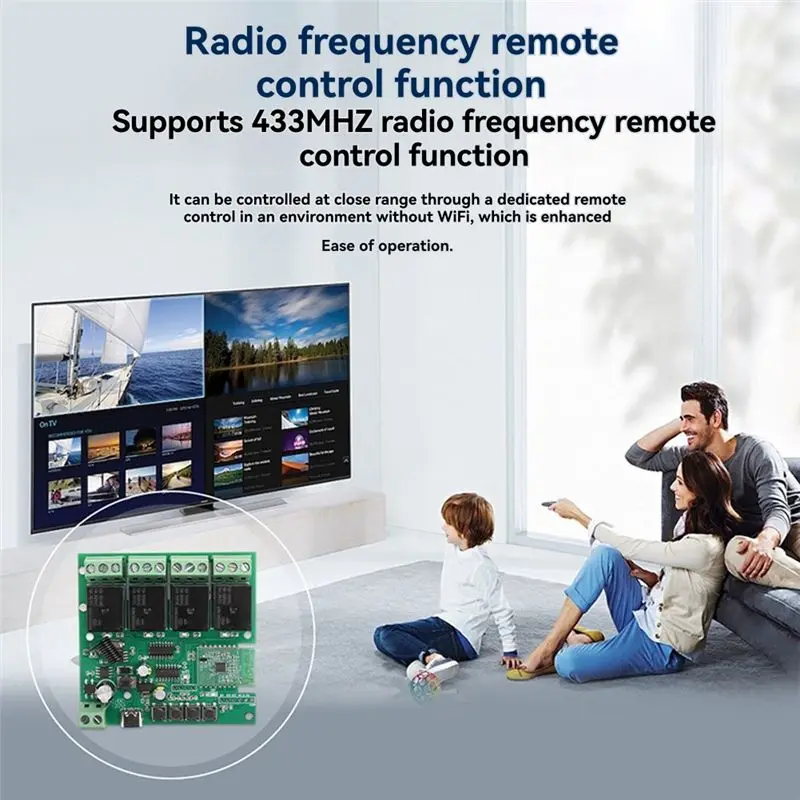 B04B-Smart Wifi Relay Switch Module 4-Channel AC/DC 7-32V Type-C 5V 433Mhz For Ewelink APP Remote Control