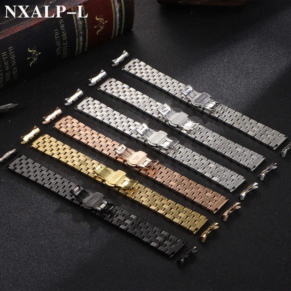 Pulseira de aço inoxidável sólido 18mm 20mm 22mm pulseira de relógio curvada/extremidade plana para tissot para longines para seiko para cidadão
