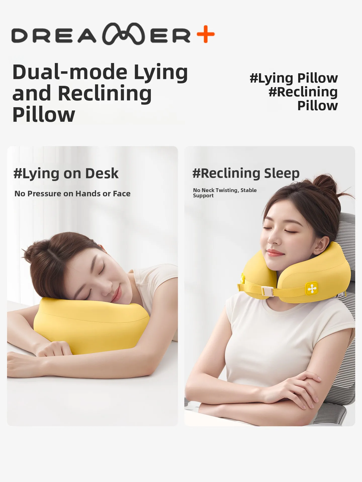 Zhimengren Office Nap Pillow U-Shaped Adult Sleeping Aid Memory Foam Neck Support Pure Color Texture Versatile Office Nap Aid
