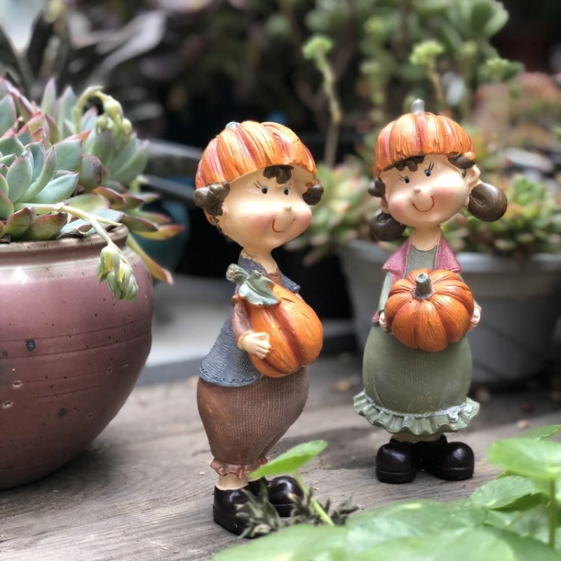 

American Rural Little Boy Girl Elf Crafts Decoration Outdoor Garden Landscaping Figurines Ornaments Courtyard Furnishings Decor