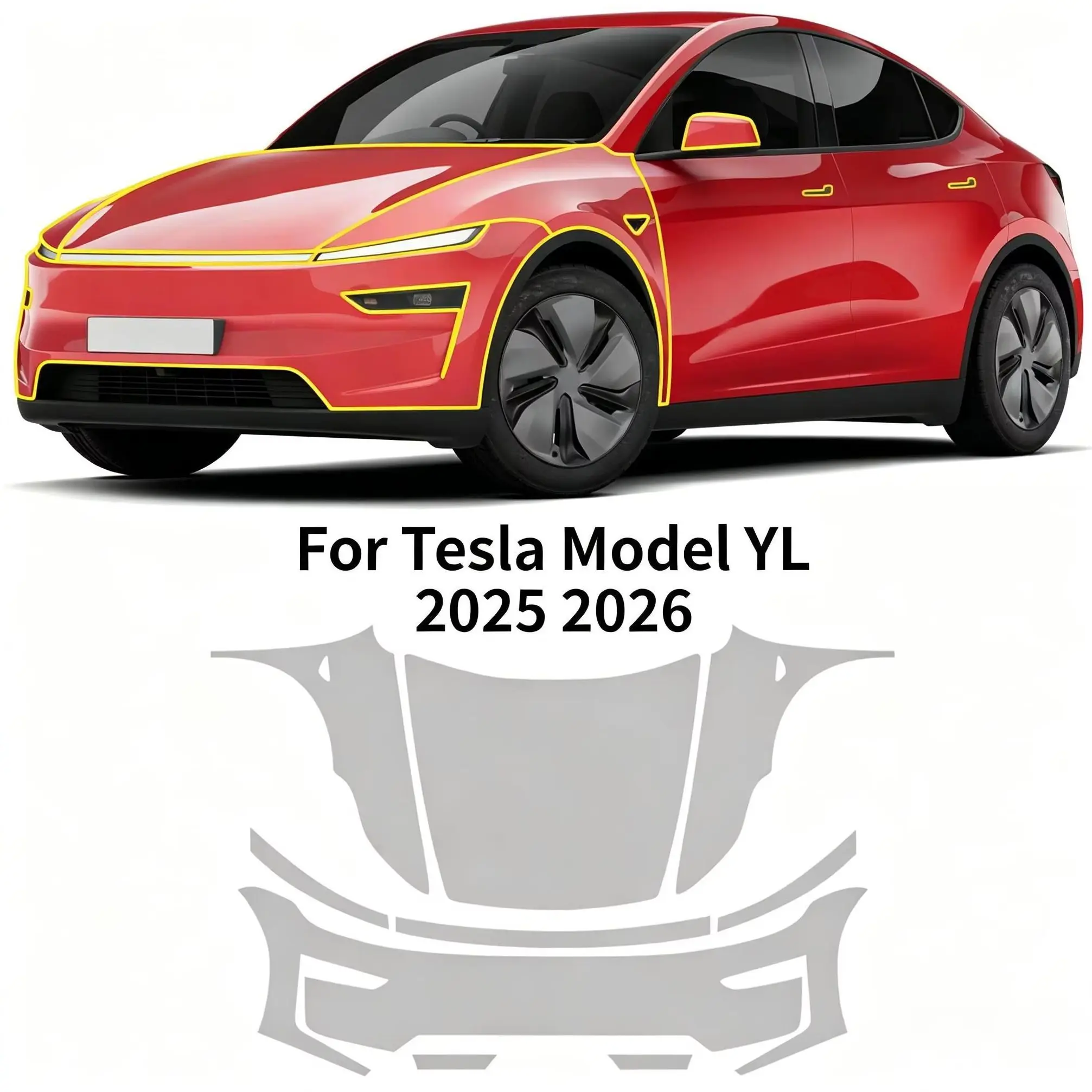 

8.5Mil TPU Bumper Scratch-resistant Clear Paint Protection Film For Tesla Model Y L 2025 2026 Body Transparent Bra Per-cut PPF