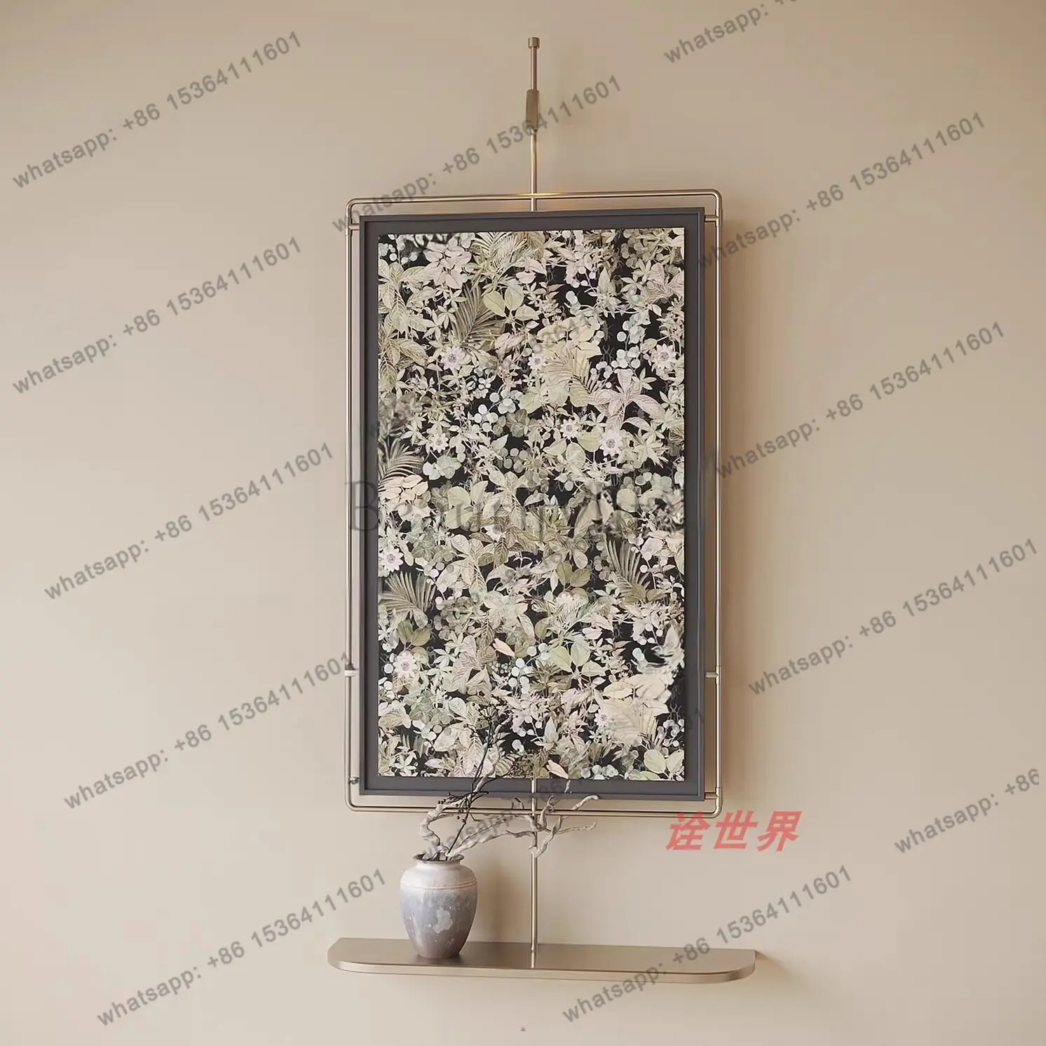 American light luxury wall living room entrance tray decorative painting with lamp background wall wrought iron painting