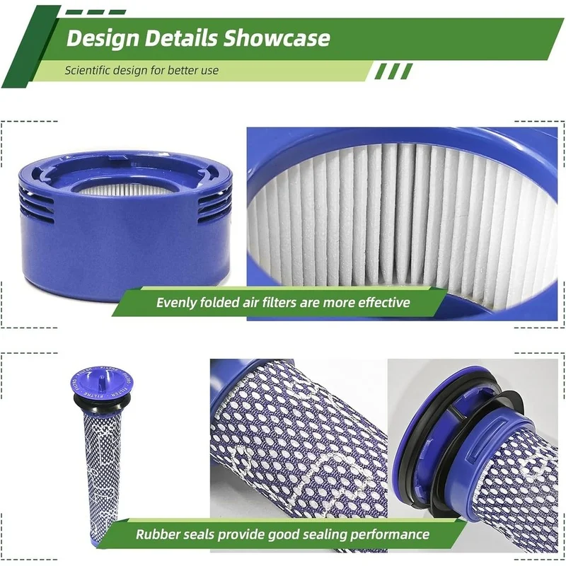 A65T Filter Replacement for Dyson V7 V8 Animal Absolute SV10 Cordless Vacuum 6 Piece Kit H12 HEPA