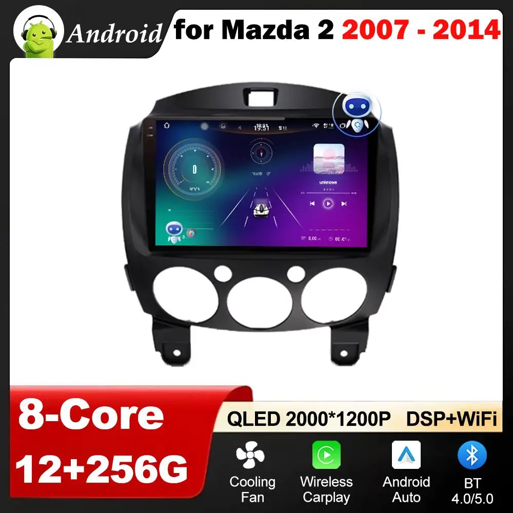 

Wireless Carplay Android OS for Mazda 2 2007 - 2014 Car Radio Video Mulltmedia Player GPS Carplay WiFi IPS DSP Stereo Bluetooth