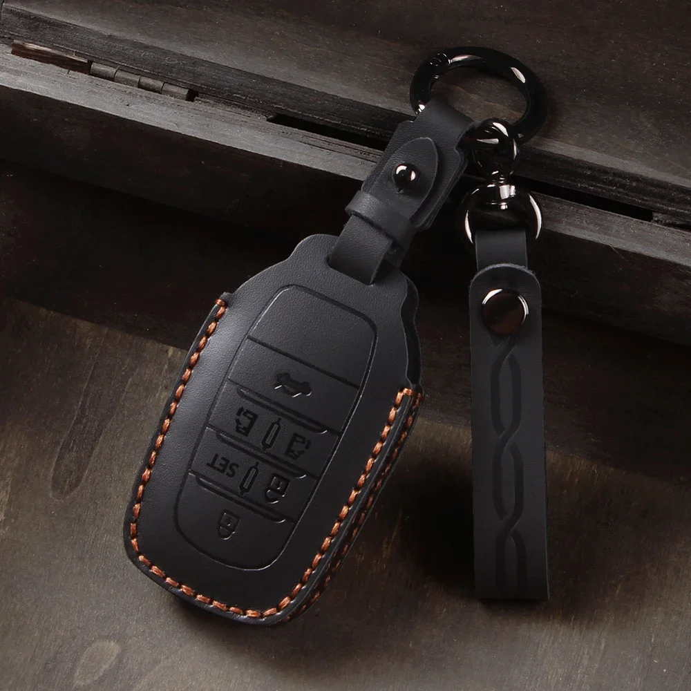 

Leather Car Key Case Cover Shell Fob For Toyota Camry Corolla RAV4 Highlander C-HR Prius Land Cruiser Prado 2 3 4 5 6 Button