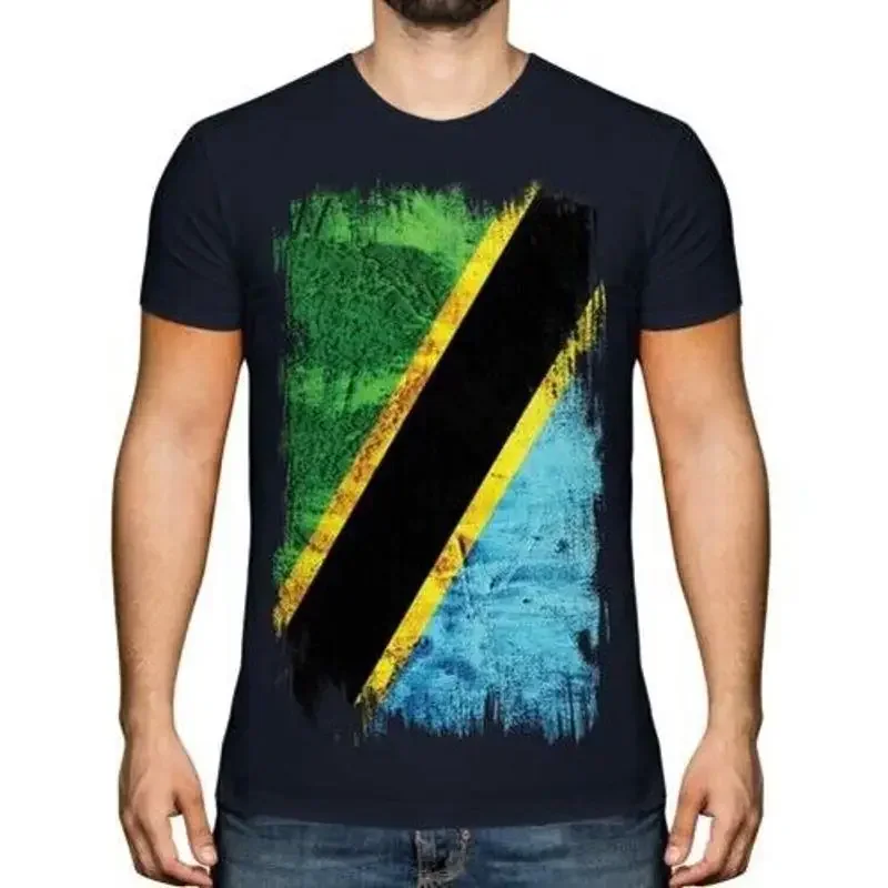 Tansania Grunge Flagge Herren T-Shirt Tansanisch Shirt Fußball Trikot Gift