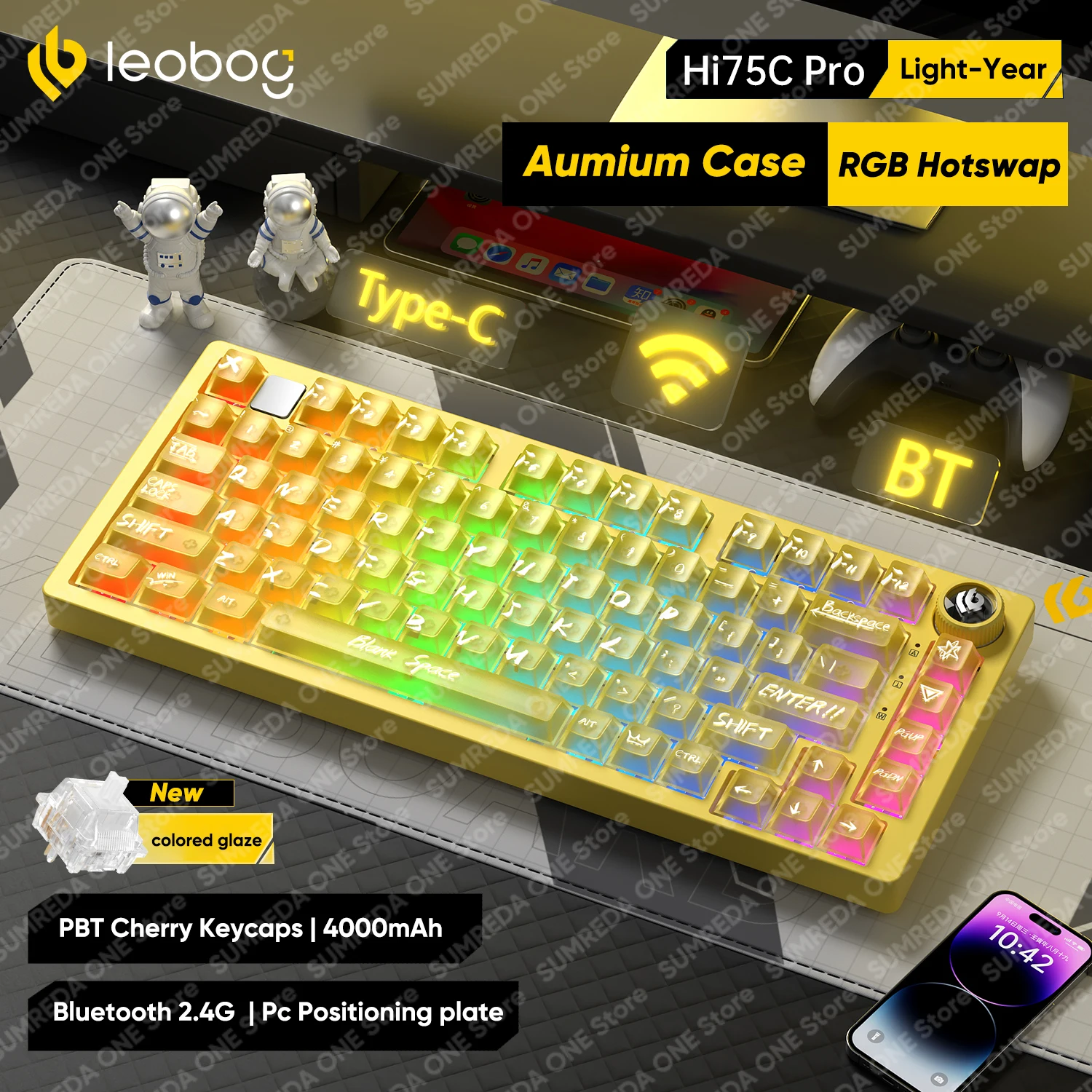 Custom Wireless Gaming Keyboard Leobog Hi75C Pro 75 81 Keys Aluminum BT 2.4G Wired Hotswap RGB Mechanical Accessories Gift