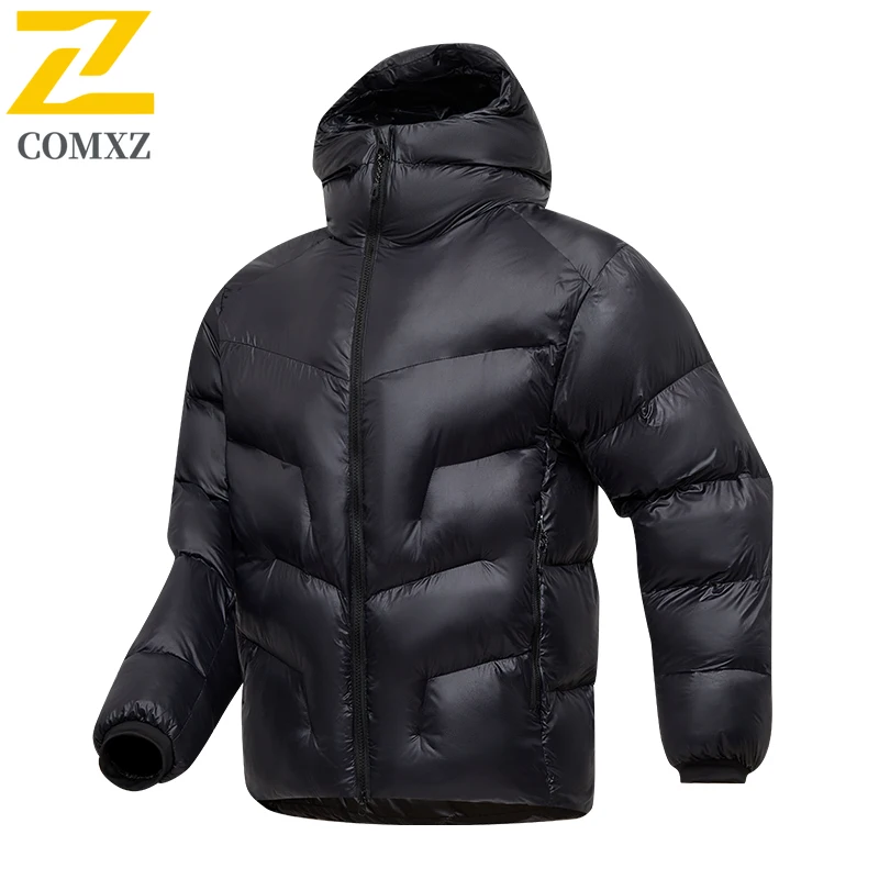 COMXZ Piumino invernale di lusso Uomo Donna Nuovo piumino caldo da sci con cappuccio Escursionismo sulla neve all'aperto Piumino d'anatra bianco antivento
