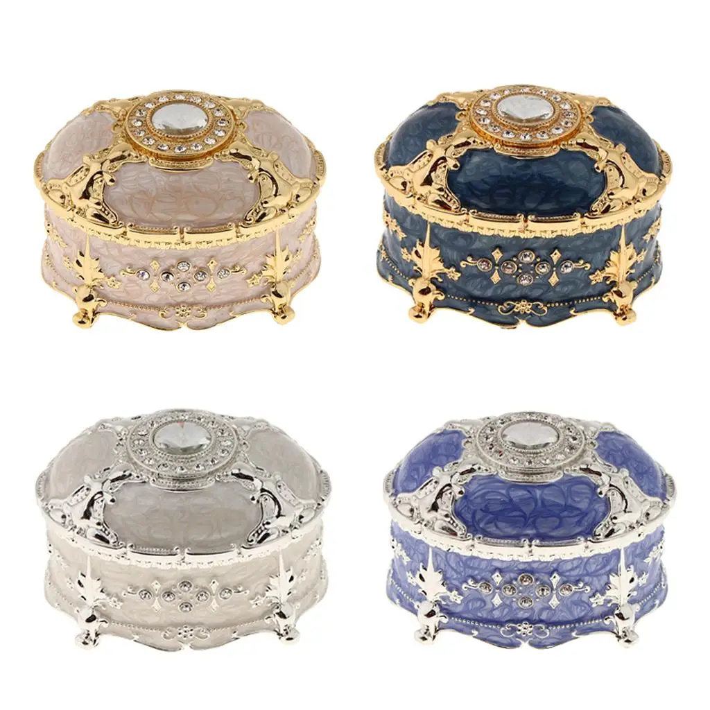 

Vintage Jewelry Case Container Alloy Storage Box Organizer for Women Gift Jewelry Display Home Decor