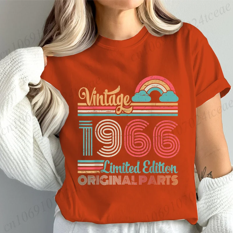 Stylish Women T-Shirts Casual Summer Fashion Top Vintage 1966 Ltd Edition Original Parts 60 Years My Birthday Print Women's Tees