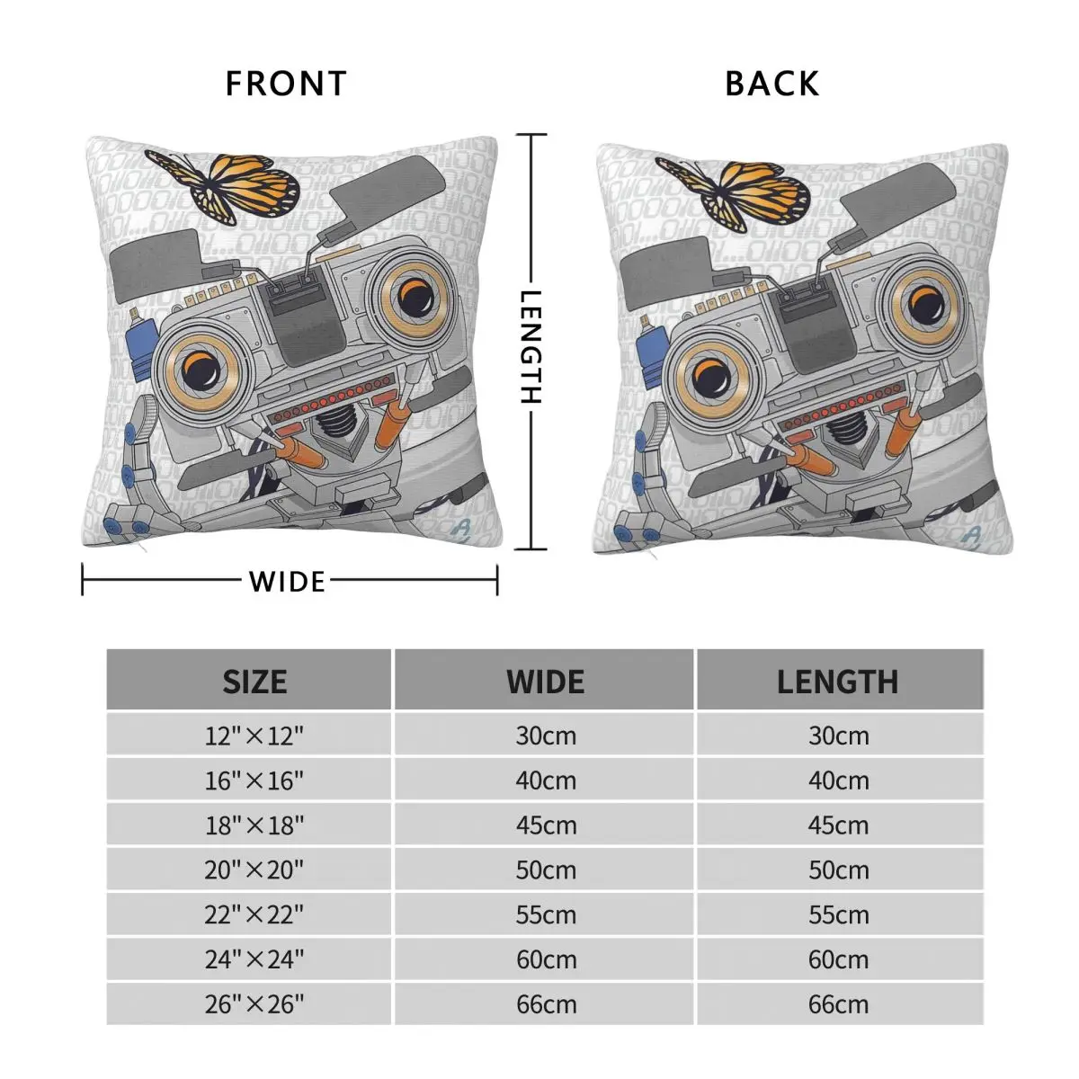 Short Circuit Johnny 5 Square Pillowcase Polyester Linen Velvet Pattern Zip Decor Car Cushion Cover