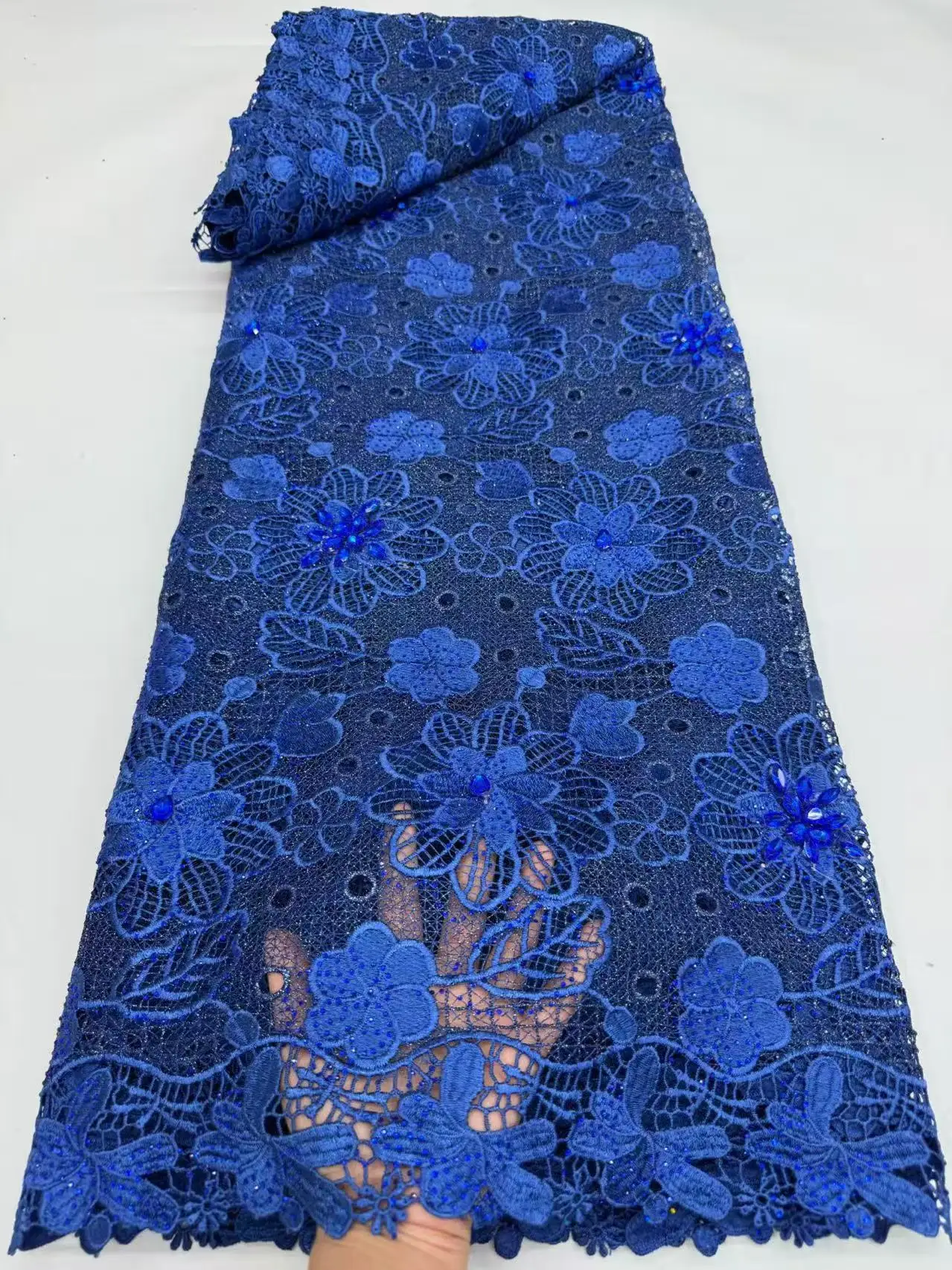 Multicolor Embroidered African Guipure Cord Lace Modern Traditional Inspired Fabric for Garments Cupion Occasional Wear Style