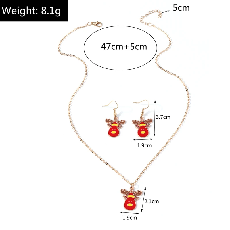 Mode Frohe Weihnachten Baum Schneemann Hirsch Baum Halskette Ohrringe Schmuck-Set für Frauen Mädchen Neujahr Festival Schmuck Geschenke – Detail 5