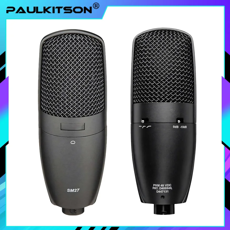 Paulkitson SM27 Professional Condenser Microphone For Recording Dubbing Broadcasting Live Karaoke Dubbing Large Diaphragm Choir