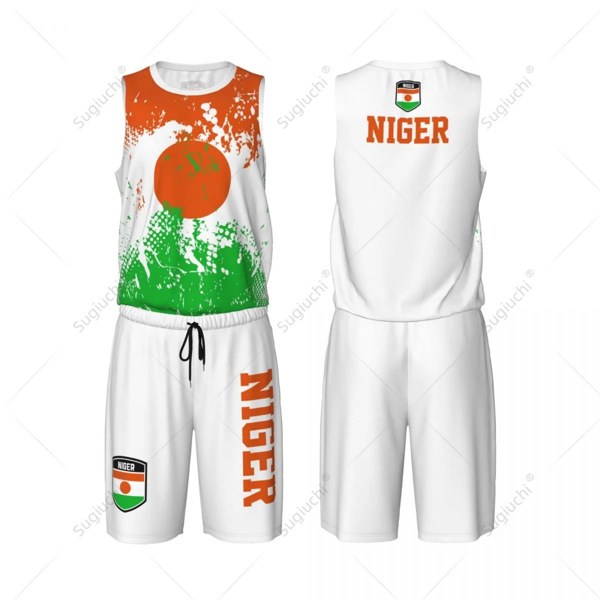 Team-up Niger Flag Grain Men Basketball Jersey Set Shirt & Pants Sleeveless Custom Name Nunber Exclusive