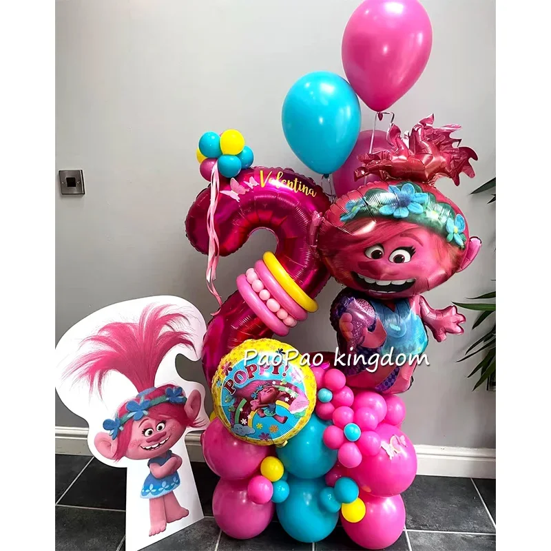El nuevo juego de globos Trolls, pelo mágico, elfo, número, globo, Baby Shower, decoración de cumpleaños, recuerdo de fiesta