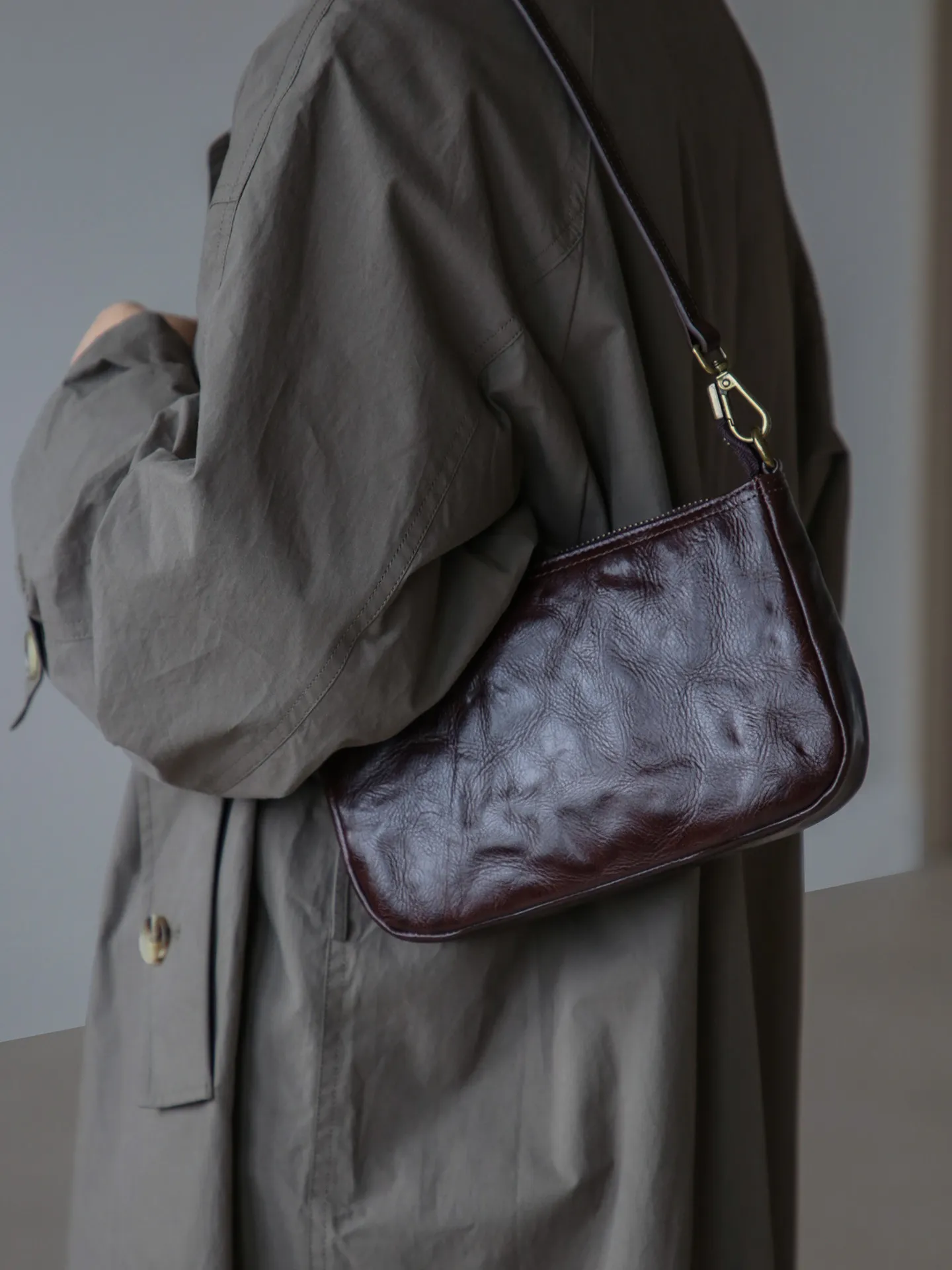 PNDME vintage designer handmade pleated vegetable tanned cowhide women's shoulder bag simple casual genuine leather underarm bag