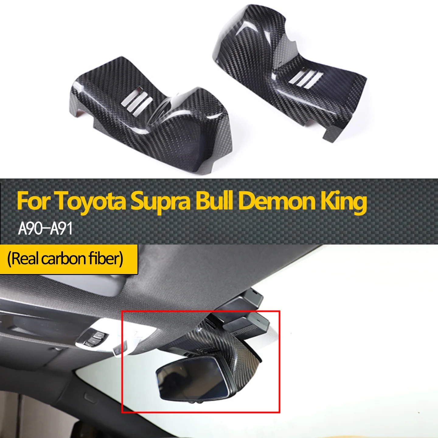 

For Toyota GR Supra A90 2019-2024 Real Carbon Fiber Car Interior Rearview Mirror Cover Dashboard Frame Sticker Car Accessories