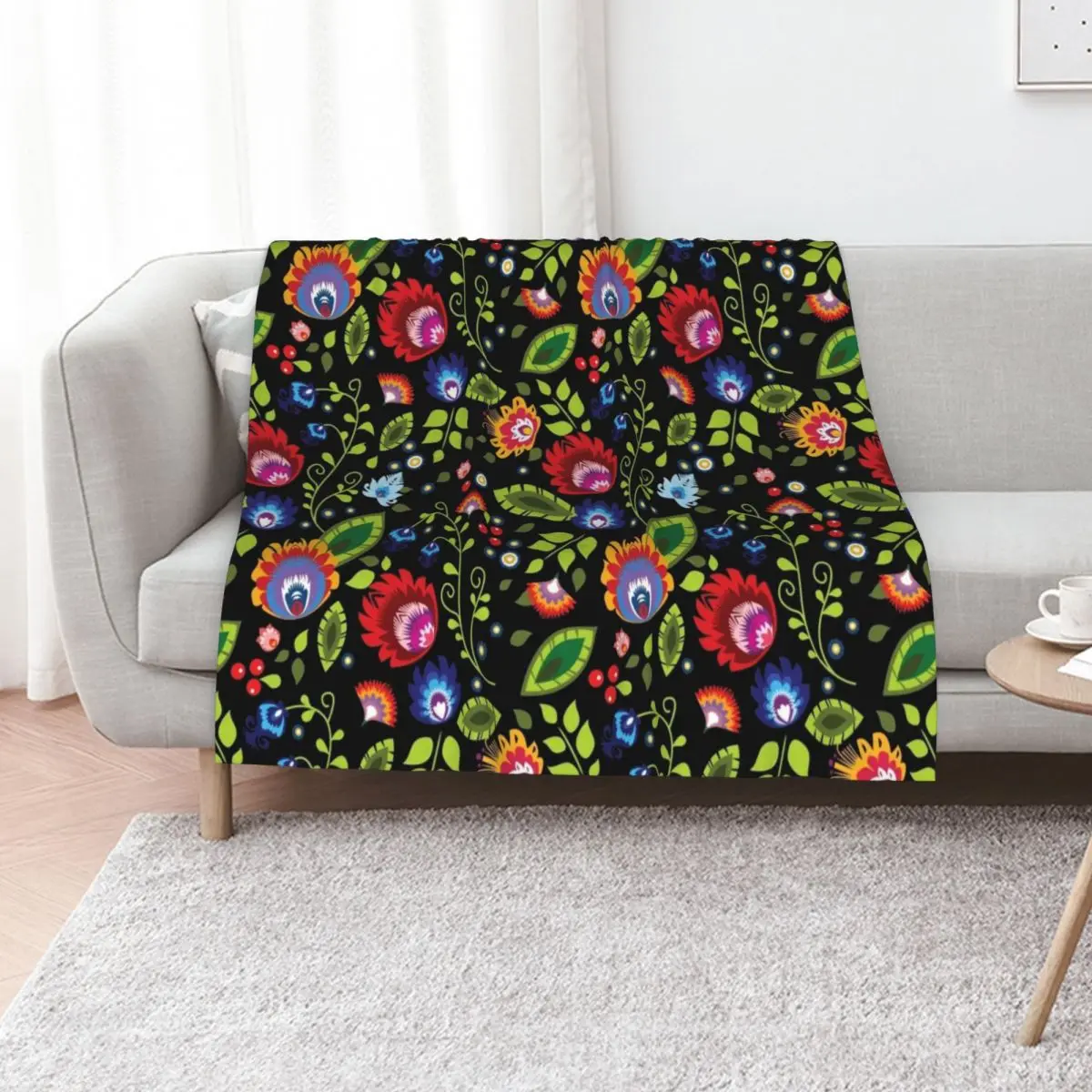 Polish Folklore - beautiful composition on black Throw Blanket Flannels Luxury Brand halloween Decorative Beds Blankets