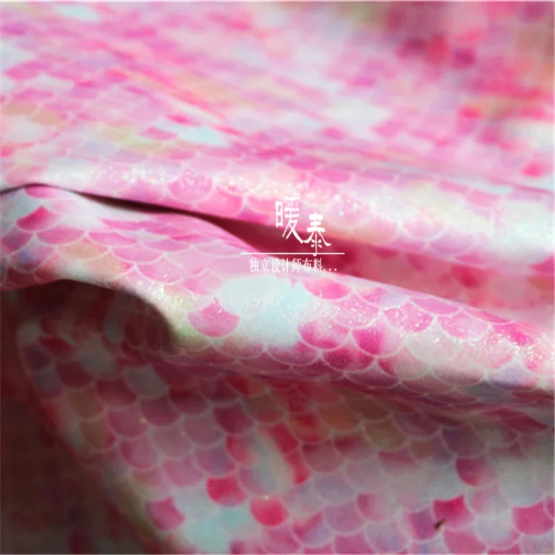 Pink Illusion Artificial Leather Fabric for DIY Coated Clothing Stage Background Decoration Design Sprinkle Gold Cloth