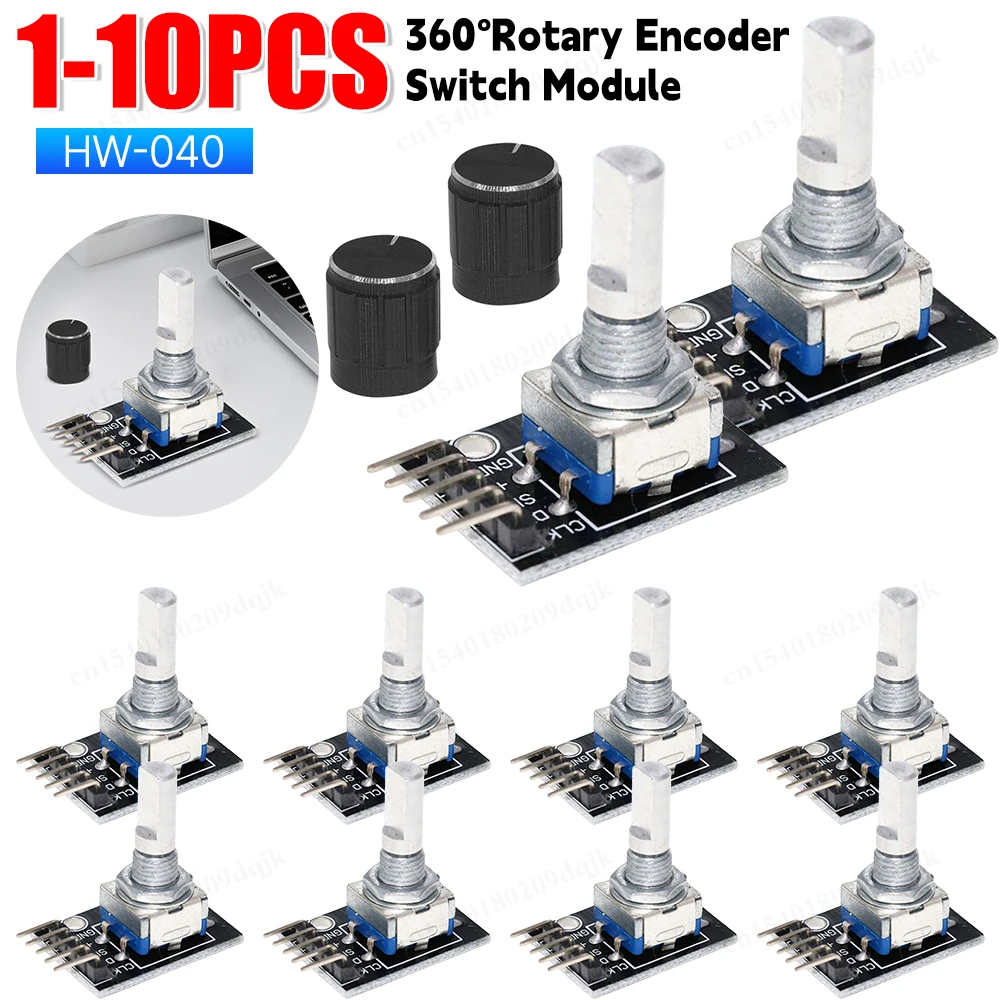 1-10pcs HW-040 360 Degrees Rotary Encoder Switch Module 5V Rotary Encoder Module with Knob Cap Brick Sensor Development Board