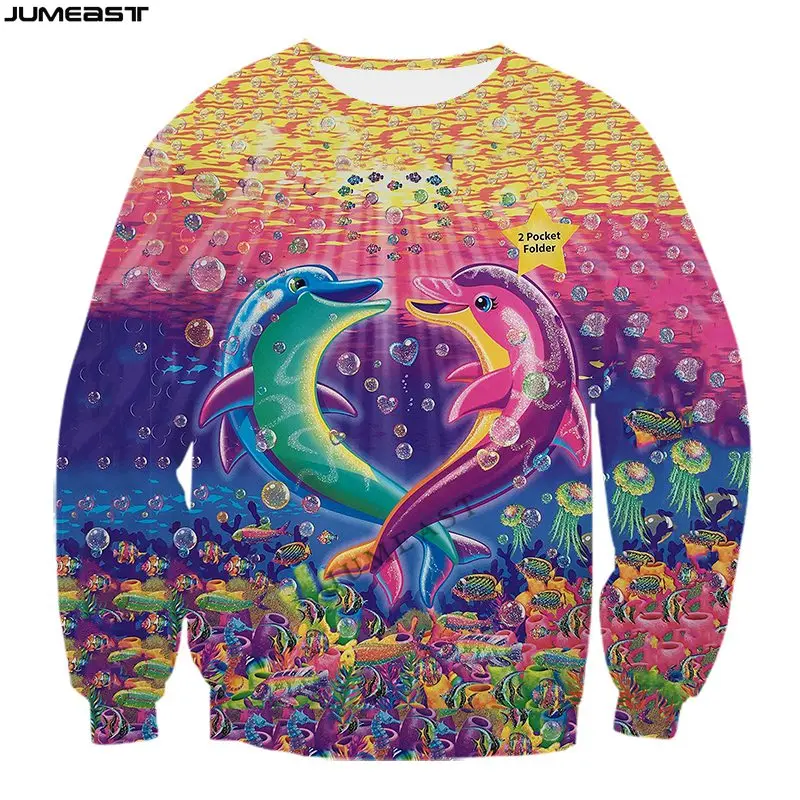 Jumeast Men Women 3D Printed Sweatshirt Cartoon Animal Fish Dolphin Long Sleeve Sport Pullover New Fashion Spring Tops Tees