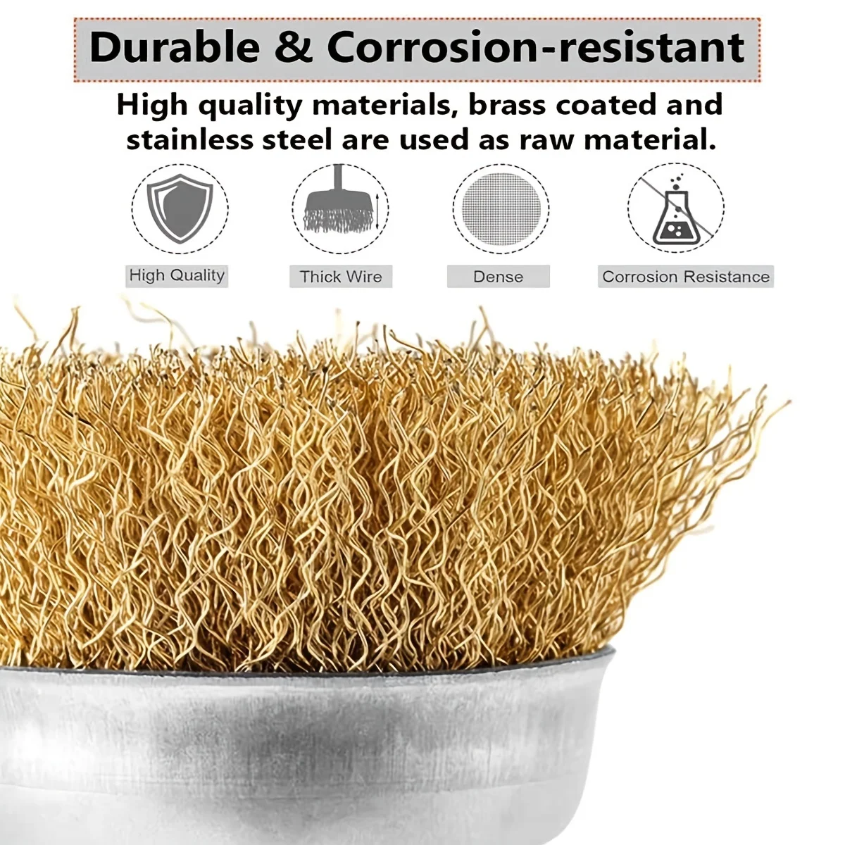 

Набор проволочных колесных щеток, насадка для сверла с хвостовиком 1/4 дюйма, грубая гофрированная для удаления ржавчины, краски, чистки металла