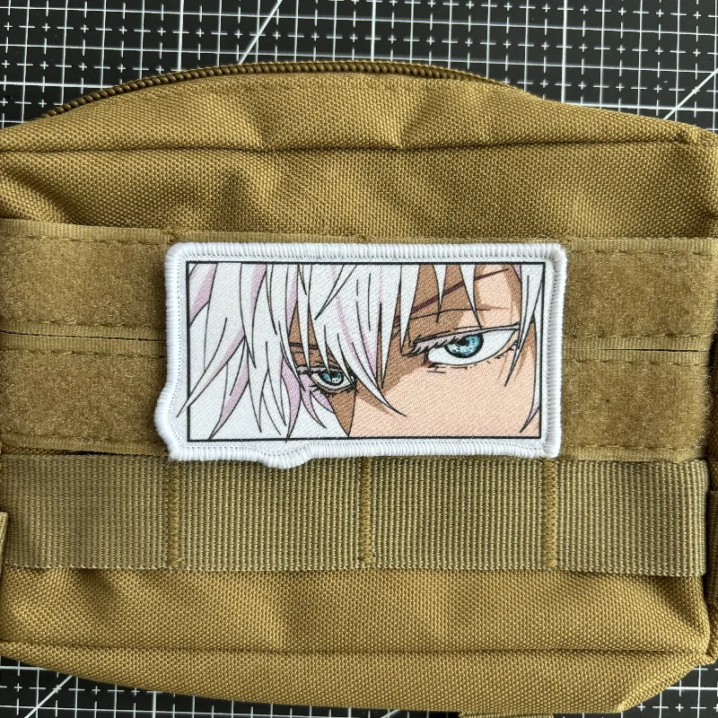 Satoru Gojo Eyes Morale Badge Jujutsu Kaisen Character Patch Anime Sticker Hook and Loop Printing Tactical Backpack Patches