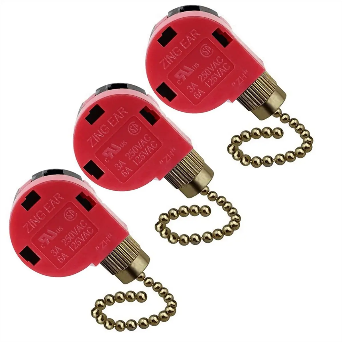 REST 3PC Ceiling Fan Switch 3 Speed 4 Wire ZE-268S6 Fan Pull Chain Switch Replacement Speed Control Switch Copper