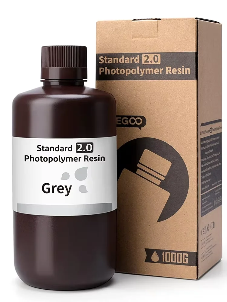 ELEGOO Standard Resin V2.0 1KG Grau Geruchsarm Hochpräzises 3D-Druckmaterial für MARS SATURN Serie LCD 3D-Drucker