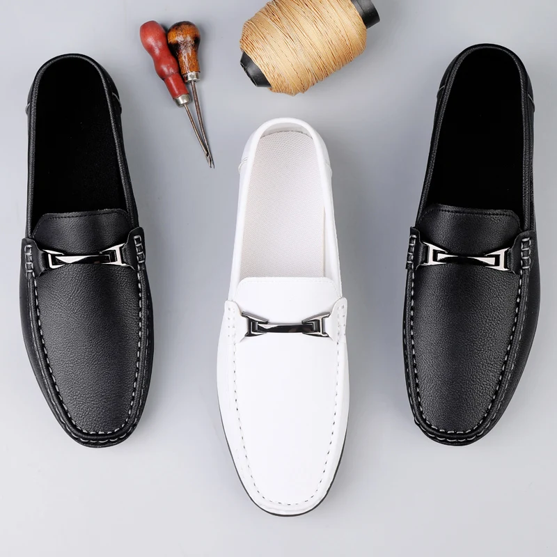 Daily casual men's leather shoes driving shoes new four-season general Doudou men's shoes outdoor lazy one-pedal men