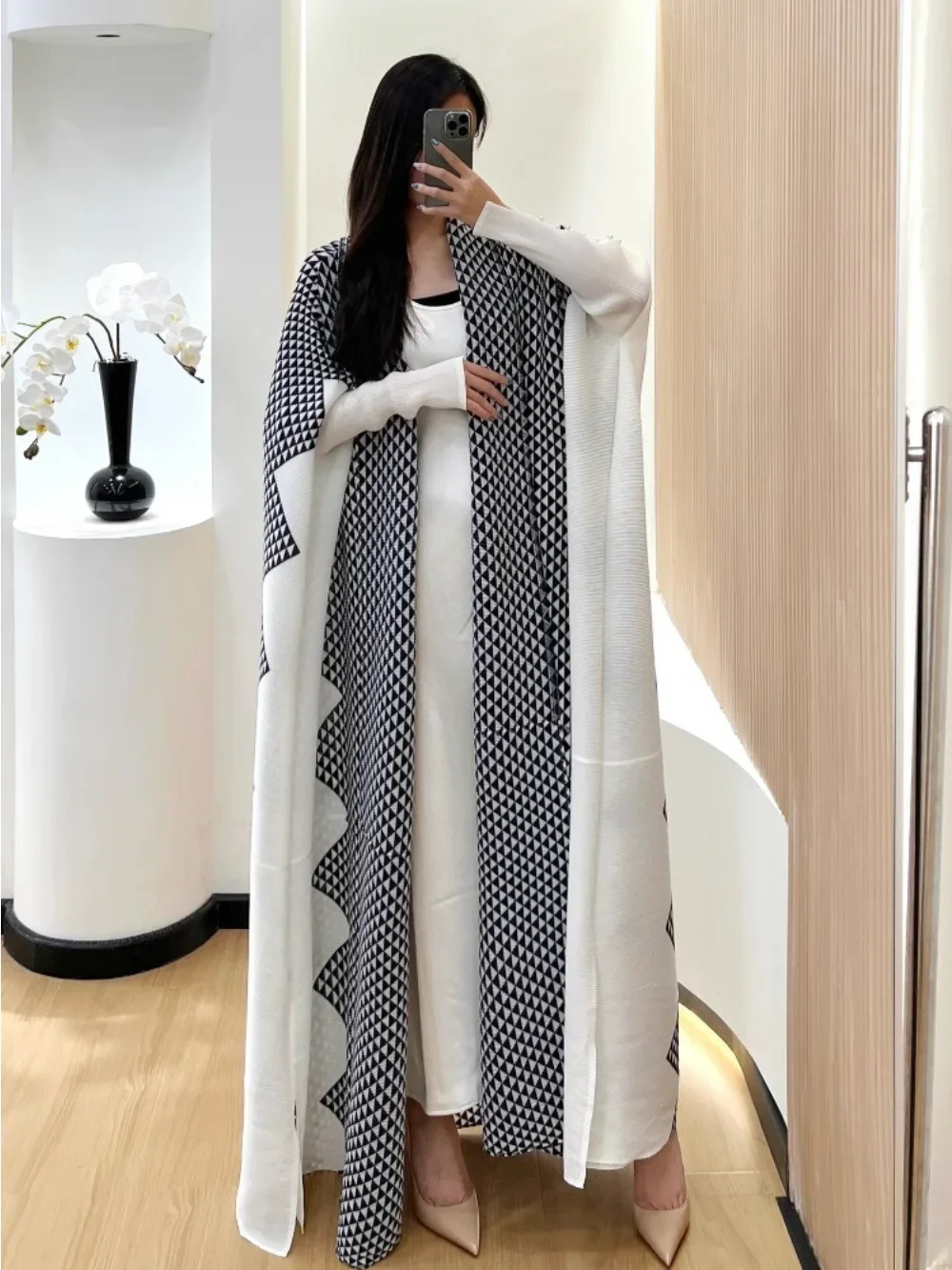 دبي عباية مطوية للنساء فساتين طويلة للعيد سترة قفطان إسلامي رداء جلابية رمضان المغرب قفطان فيستدوس لارجوس 2026 #3