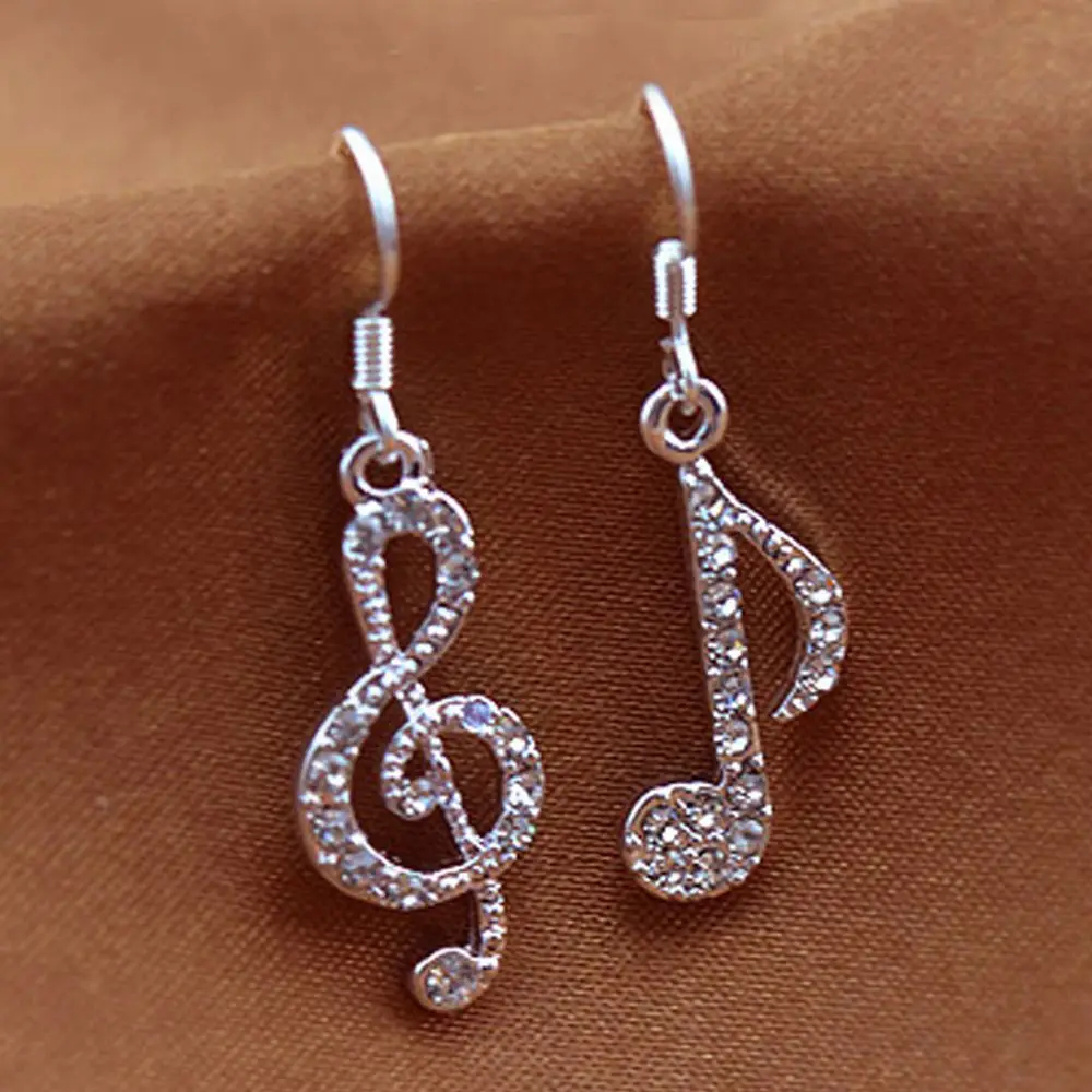 Top Hot Women Gift Music Note Drop Crystal Dangle Earrings Jewelry Drop Earring Fashion Accessories