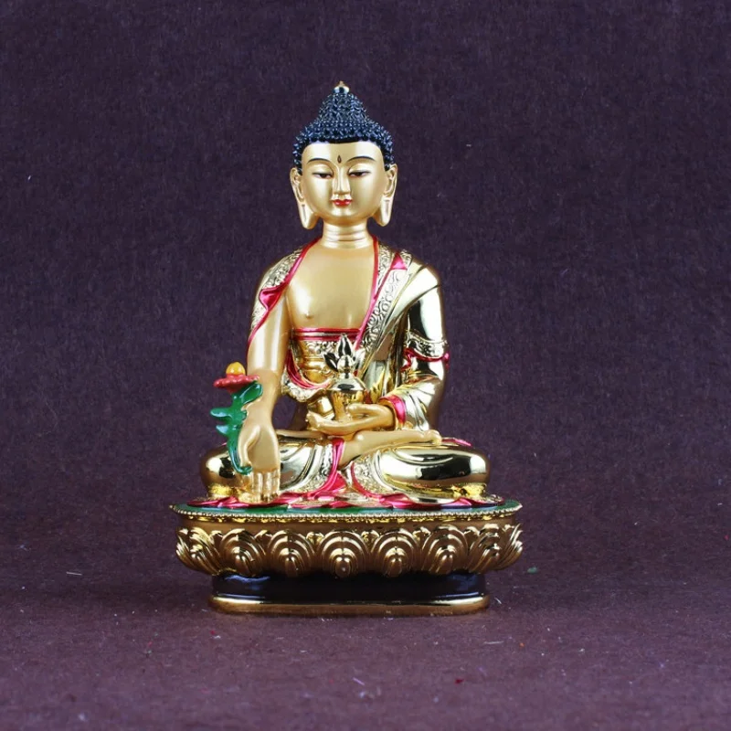 

Three Treasures Buddha Medicine Buddha Gilded Resin Glass Light Buddha Statue Home Feng Shui Auspicious Decoration Ornament