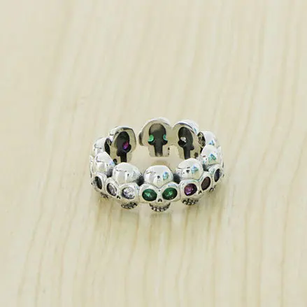 

Student trend cute color S925 sterling silver jewelry personality skull head open ring men and women lovers ring trend