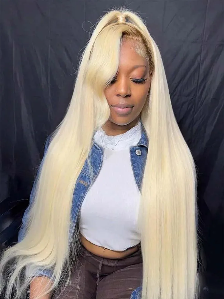 16 34 Inch 613 Blonde Straight 13x4 13x6 HD Transparent Lace Front Human Hair Wigs For Women Brazilian Lace Frontal Wig